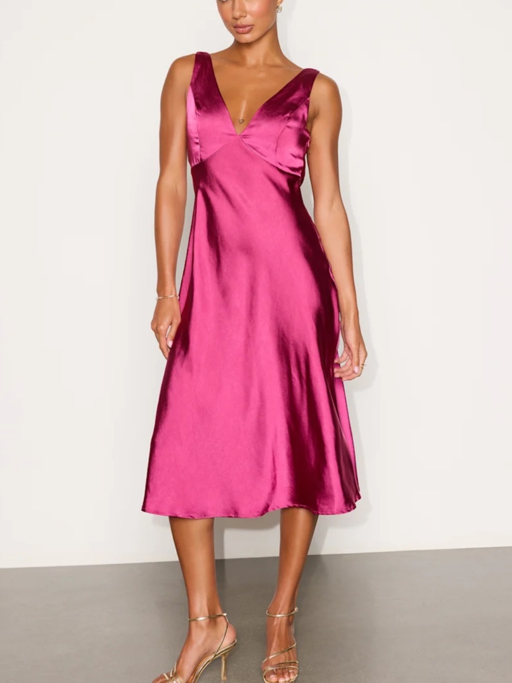 Lulu's Deep Magenta Satin Slip Dress